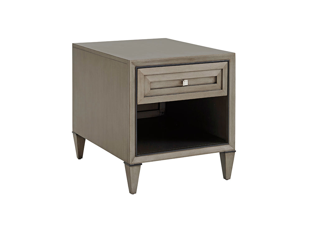 Lexington Verona End Table - Elegant Modern Luxe Design With Silver Gray Accents And Full-extension Drawer Platinum  732-951