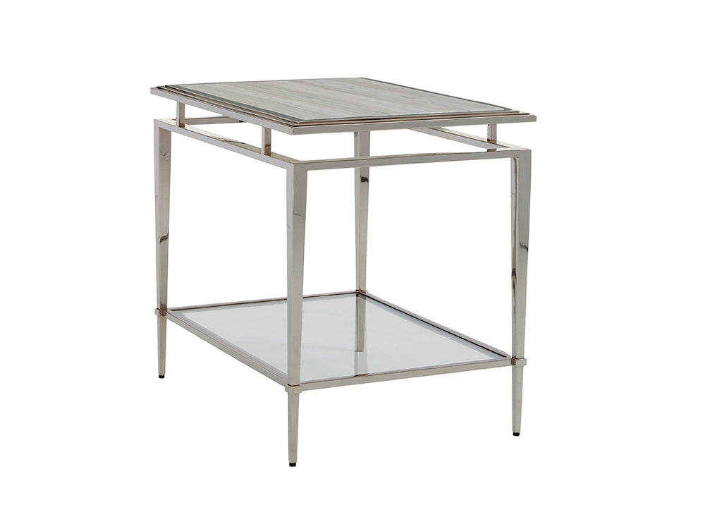 Lexington Athene Modern Luxe End Table With Polished Silver Marble Top And Elegant Stainless Steel Base Platinum  732-955c