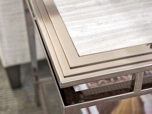 Lexington Athene Modern Luxe End Table With Polished Silver Marble Top And Elegant Stainless Steel Base Platinum  732-955c