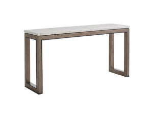Lexington Vernay Console Table: Luxurious Hand-glazed Platinum Finish With Polished Silver Marble Top & Accents Platinum  732-966