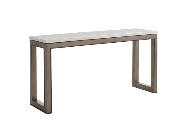 Lexington Vernay Console Table: Luxurious Hand-glazed Platinum Finish With Polished Silver Marble Top & Accents Platinum  732-966