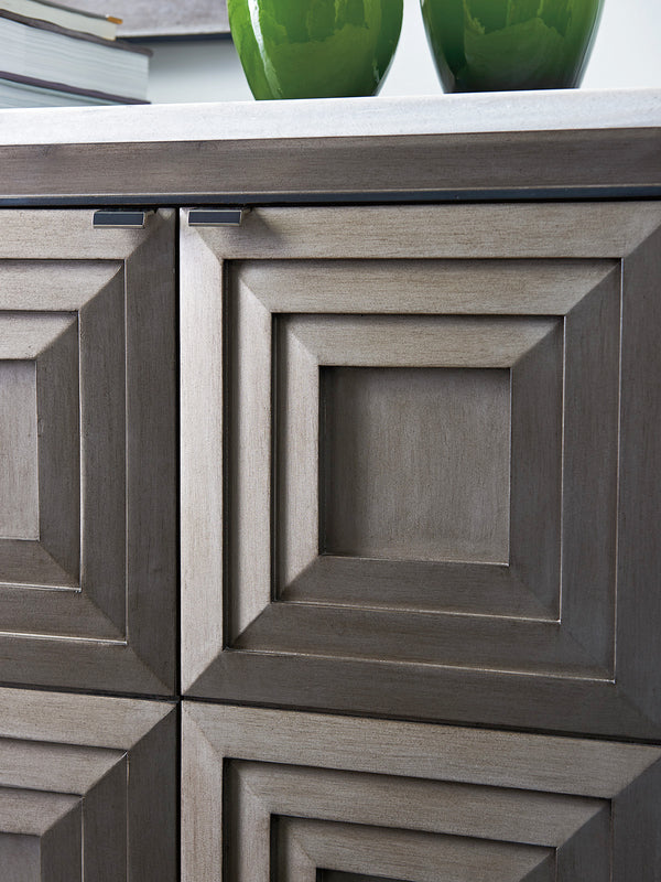 Lexington Domaine Hall Chest - Elegant Silver Gray & Polished Marble Storage With Adjustable Shelves & Style Platinum  732-972