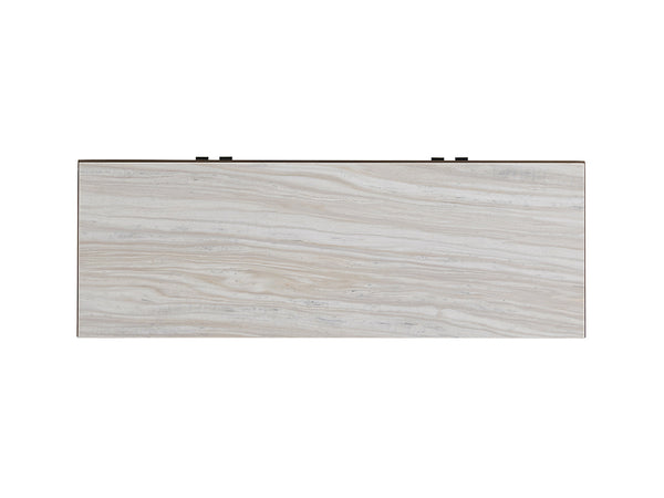 Lexington Domaine Hall Chest - Elegant Silver Gray & Polished Marble Storage With Adjustable Shelves & Style Platinum  732-972