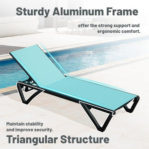 English Elm Outdoor Lake Blue 2-Piece Lounge Chair Set with Aluminum Frame, 5-Position Recline, Wheels, UV-Proof W1859P225539