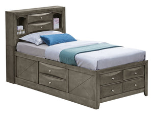 English Elm Stylish Twin Bed With Sleek Gray Finish & Built-In Storage For Modern, Space-Saving Bedrooms B078S00188-GIGA