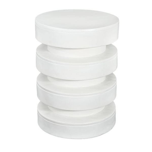 English Elm Modern Mgo Three Tier Round Accent Table Weather Resistant Patio and Living Room Decor White N770P359379W