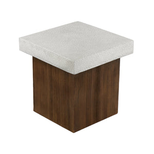 English Elm Christopher Knight Home® - Mgo Square Side Table - Antique White Faux Stone Top & Natural Faux Wood Base, No Assembly Needed N770P228824A
