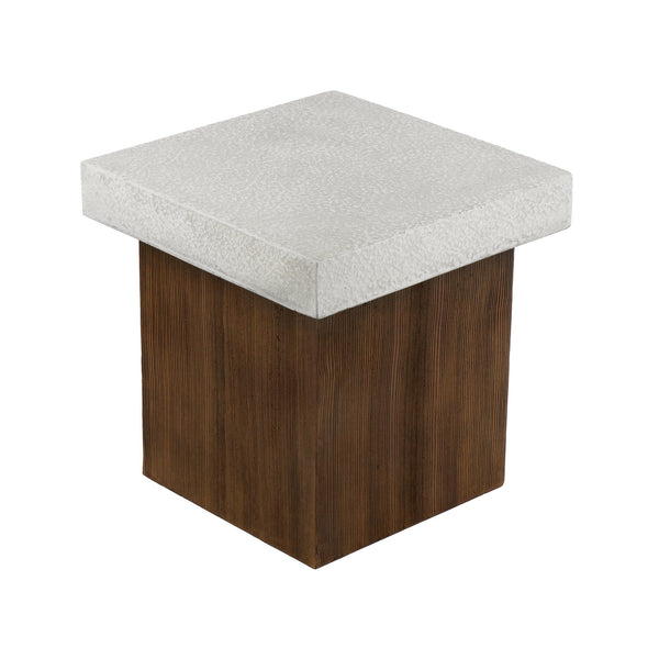English Elm Christopher Knight Home® - Mgo Square Side Table - Antique White Faux Stone Top & Natural Faux Wood Base, No Assembly Needed N770P228824A