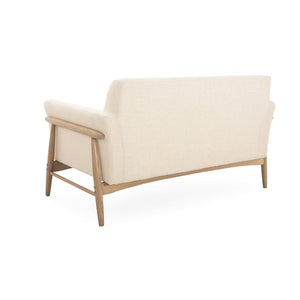 English Elm Christopher Knight Home® - Linen Flared Arms Loveseat Beige+Natural - Upholstered Fabric, Elm Wood Legs, Modern Cozy 57.5" W N771P294675M