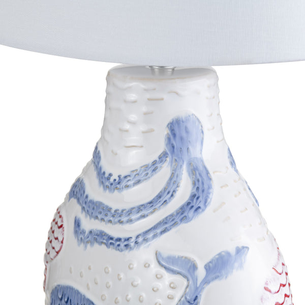Crestview Collection 31.5"H Coastal Charm Ceramic Table Lamp Set With Sea Creatures, 3-way Socket & Crystal Base, 2pcs   Cvazp106