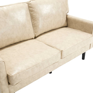 English Elm Loveseat Mid Century Modern Two-Seater Sofa with USB Type-C Charging, Removable Zipper Covers, Durable Wood Legs Camel W395P238822