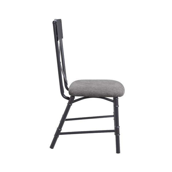 English Elm Set Of 2 Elegant Side Chairs With X-Back Design, Soft Gray Upholstery & Sandy Black Frame B016P322898-GIGA