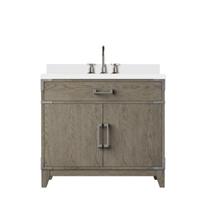 English Elm Grey Oak Single Bath Vanity With Cultured Marble Top & Chrome Faucet - Stylish Storage Solution! B2731P259798
