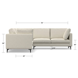 English Elm Ava Handcrafted Mid-Century Corner Sectional Sofa with Eco Performance Fabric, Seats 5 Comfortably Cream B136P199283