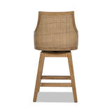 English Elm Bahama 26" Cane Rattan High-Back Swivel Counter Stool With Recessed Arms, Taupe Beige Textured Weave