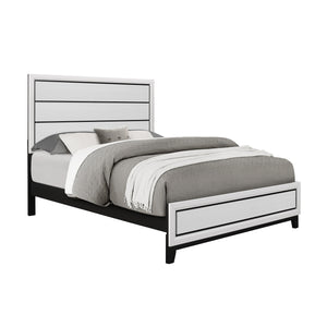 English Elm MIRAGE Sleek Full Bed with Panel Headboard, Solid Rubberwood Frame, Contemporary Low Profile Design White 83.78 L x 6.38 W x 2.8 H B201S00099