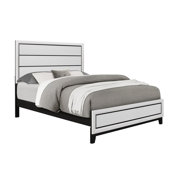 English Elm MIRAGE Sleek Full Bed with Panel Headboard, Solid Rubberwood Frame, Contemporary Low Profile Design White 83.78 L x 6.38 W x 2.8 H B201S00099