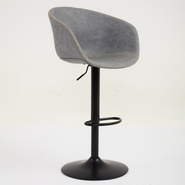 English Elm Adjustable Swivel Barstool Pu Leather Mid-century Frame for Kitchen Island Counter W1143P173512