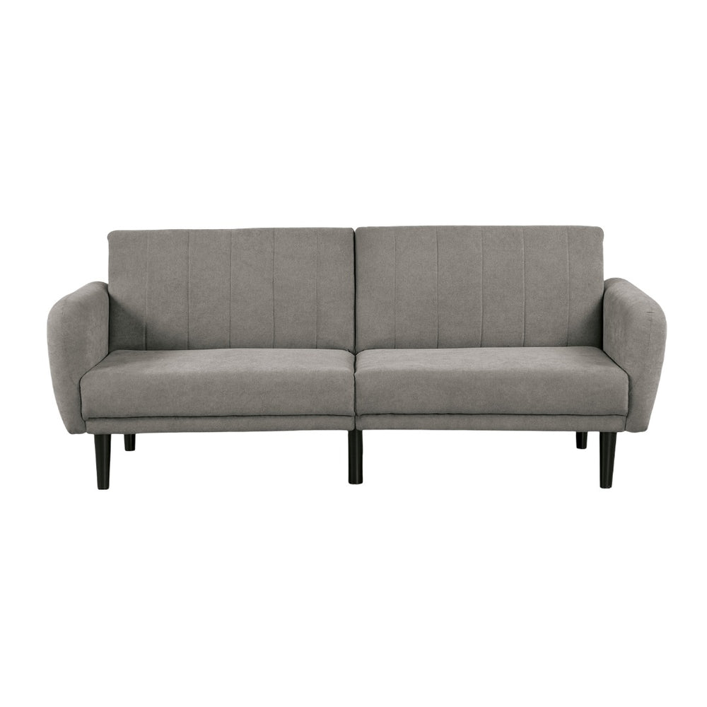 English Elm Contemporary Tufted Futon Sofa with USB Port, Channel Back, Track Arms, Converts to Bed, Sleek Design Gray 45 L x 37 W x 18.5 H B011P309284