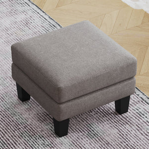 English Elm Fabric Ottoman with Thick Coil-Spring Cushion, 100% Polyester Upholstery, Solid Wood Legs, 23×23×17" LIGHT GREY W109741864