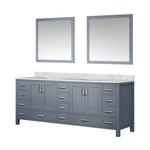 English Elm Dark Grey Double Bath Vanity With Carrara Marble Top, Ample Storage & Elegant Mirrors Included B2731S00848