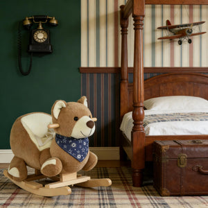 English Elm Dinosaur Plush Rocking Toy for Toddlers with Sound Effects and Wooden Base T3971P442708