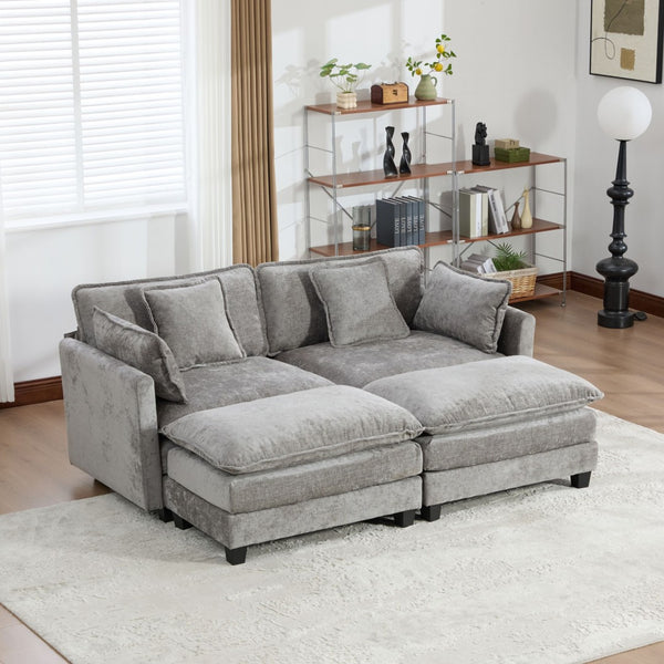English Elm Cloud Loveseat Modern Sectional with Chenille Upholstery for a Cozy Living Space Gray W1143S00058