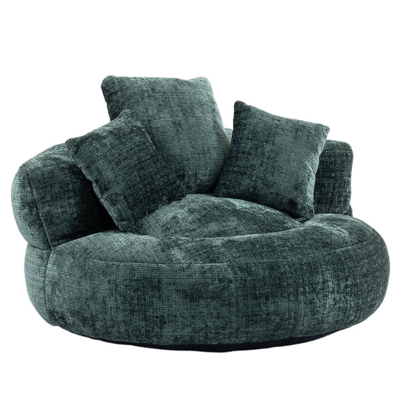 English Elm Lazy Sofa Oversized Ergonomic Bean Bag Lounger with High Wrap Back, Plush Chenille Foam Comfort for Living Room, Bedroom, Office Emerald W395P252054