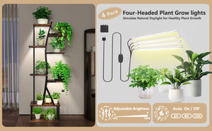 English Elm Plant Stand Indoor With Adjustable Grow Lights - 8-Tier S-Shaped Shelf For Stylish Space Saving Decor T3210P356965-GIGA