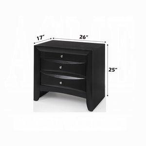 English Elm 1pc Velvet Tufted Nightstand with Faux Marble Top, Crystal Knobs and Two Spacious Drawers, Chic Bedroom Accent Black 21 L x 30 W x 30 H B2741P322299