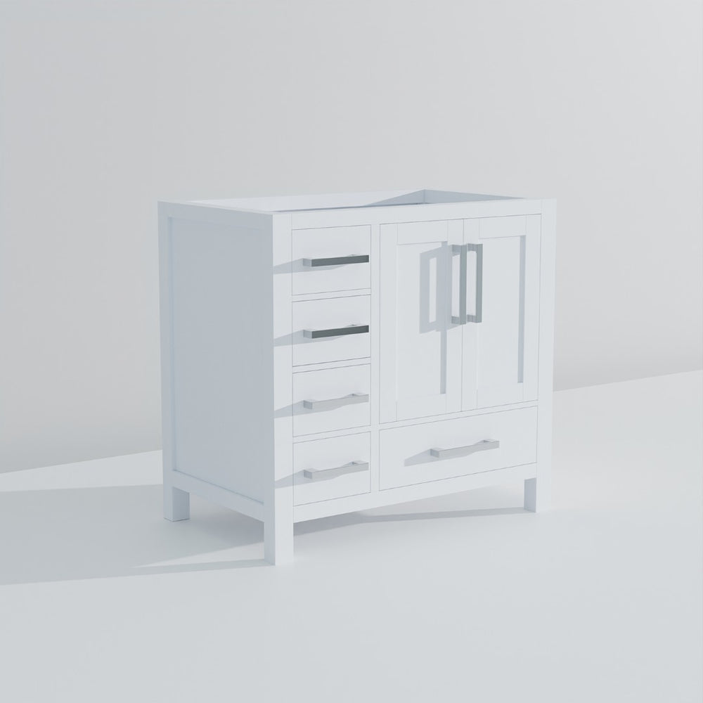 English Elm White Bath Vanity 36 In. W X 22 In. D - Elegant Storage Solution With Soft-Close Features & Style B2731P258805-GIGA