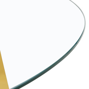 English Elm Table Set - Modern Minimalist Round Clear Glass Table With White High-Back Chairs & Gold Legs W1151S01718-GIGA