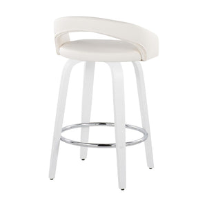 English Elm Fixed-height Swivel Counterstools with Faux Leather Seats Chrome Footrest Set of 2 B202S01834