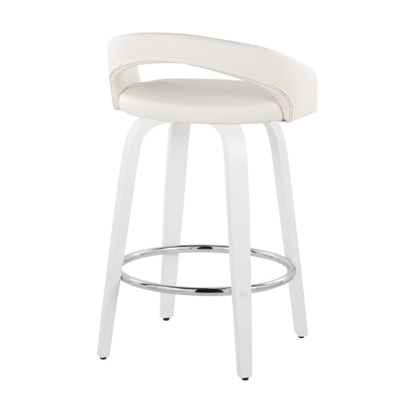 English Elm Fixed-height Swivel Counterstools with Faux Leather Seats Chrome Footrest Set of 2 B202S01834