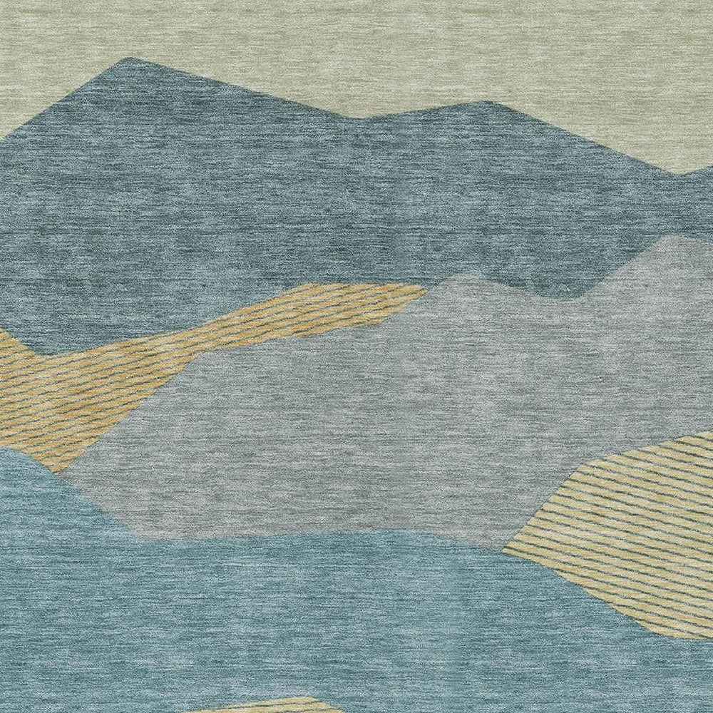 HomeRoots 10 X 14 Geometric Polyester Indoor Outdoor Rug Washable Teal Aqua Coastal Accent 733072