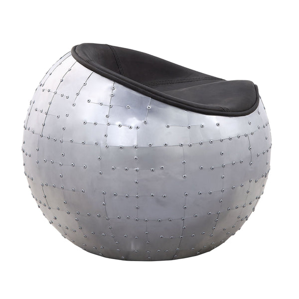 English Elm Antique Saddle-Style Ottoman with Patchwork Aluminum Base, Tight Seat Cushion & Low Backrest B062P189149