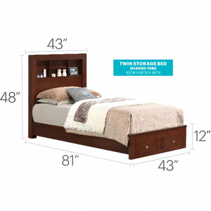 English Elm Elegant Twin Bed With Built-In Storage In Rich Cherry Finish For Smart Space-Saving Solutions B078S00236