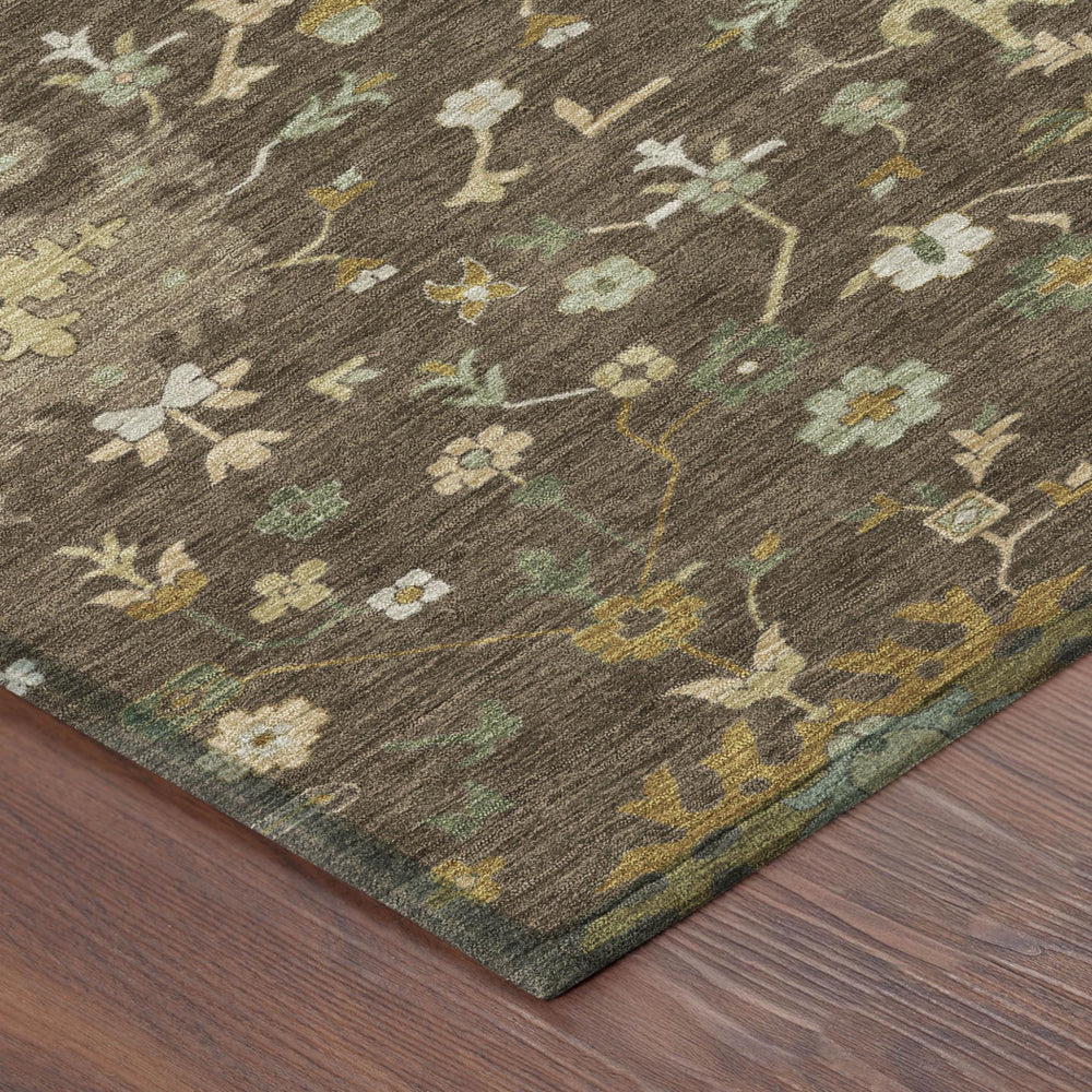 HomeRoots 8 Ft Round Faux Bois Polyester Indoor Outdoor Rug Machine Washable Patio Foyer 733081