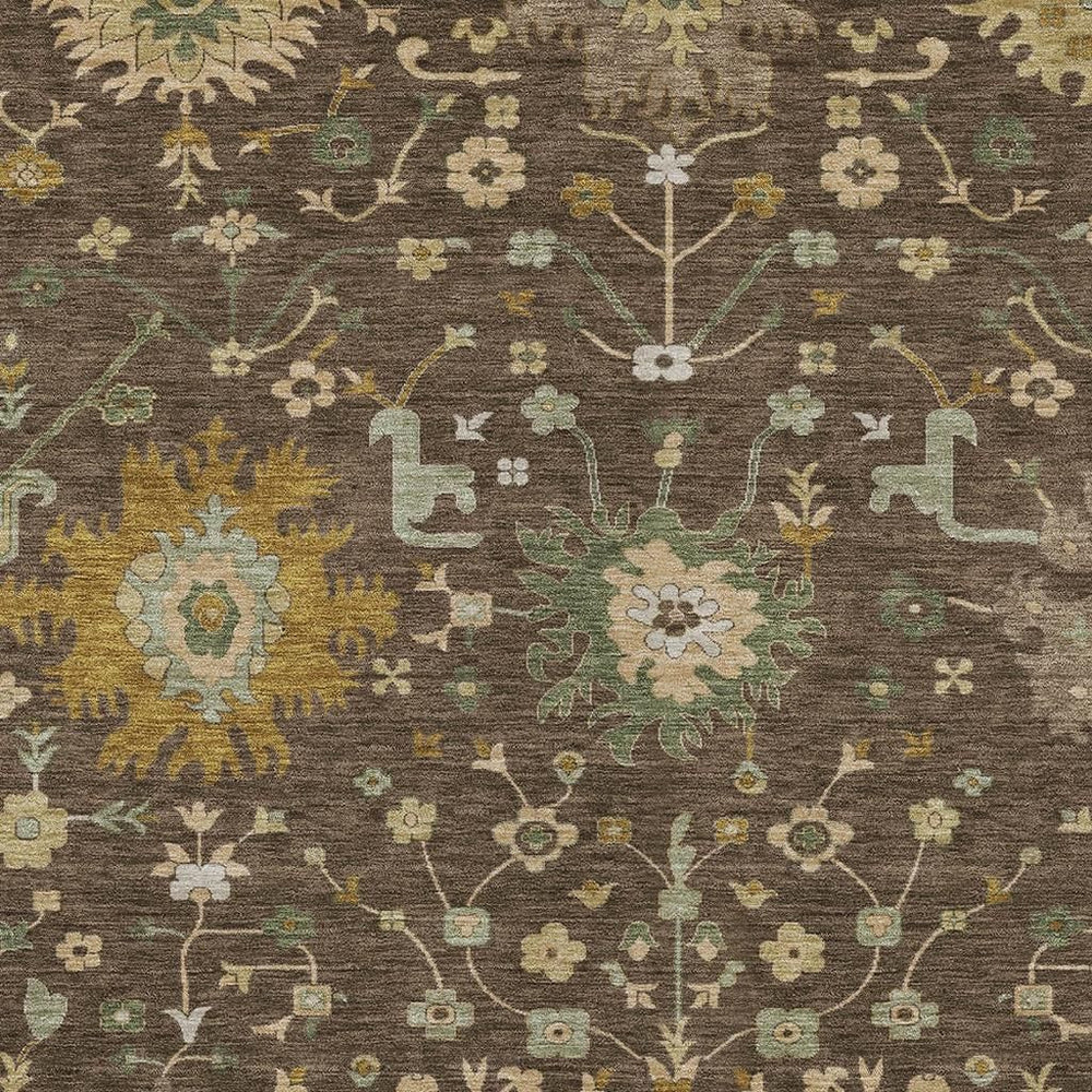 HomeRoots Faux Bois Polyester Area Rug Washable Indoor Outdoor for Patio Living Room Entryway 9' x 12' 733083