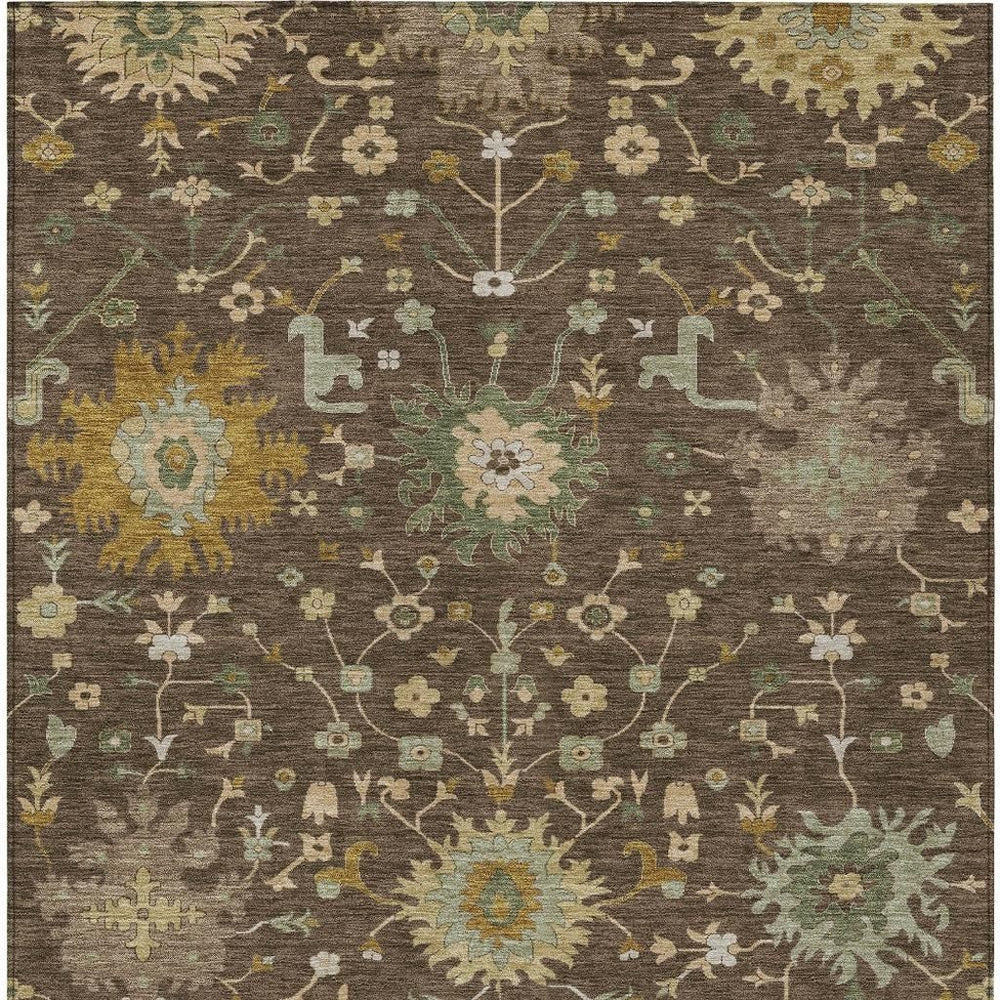 HomeRoots Faux Bois Polyester Area Rug Washable Indoor Outdoor for Patio Living Room Entryway 9' x 12' 733083