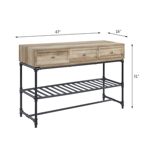 English Elm Brantley Rustic Sandy Gray Finish Coffee Table with Metal Pipe Frame, 1-Tier Shelf and Durable Top Oak 52.39 L x 22.5 W x 11.75 H B2726P244965