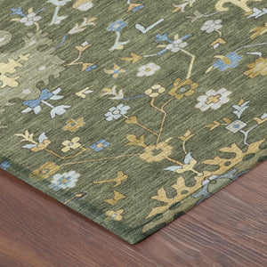 8 Ft Round Faux Bois Polyester Area Rug Machine Washable for Patios and Entryways