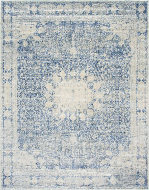 Unique Loom Asheville Rockwell Machine Made Border Rug Navy Blue, Gray/Beige 8' 0" x 10' 0"