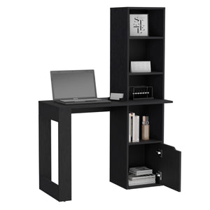 English Elm Iowa Black Computer Desk with 4-Tier Bookcase, 25.1"W Work Surface & Single Cabinet Storage for Home Office B070P188864