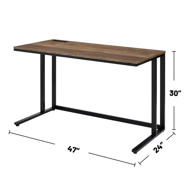 English Elm Rectangular Rustic Industrial Writing Desk with Metal Frame, 2-Tier Open Shelves for Storage and PC Black,Walnut B016P312841