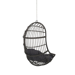 English Elm Christopher Knight Home® - BERKSHIRE Wicker Hanging Chair with 8ft Chain — Weather‑Resistant Faux Rattan Swing, 300 lb Capacity Gray 70843.00GDGRY