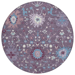 8 Ft Round Washable Outdoor Rug Faux Bois Woven Polyester Patio Porch Accent