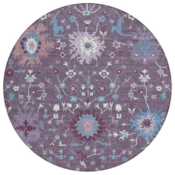 8 Ft Round Washable Outdoor Rug Faux Bois Woven Polyester Patio Porch Accent