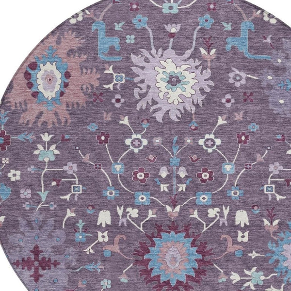 HomeRoots 8 Ft Round Washable Outdoor Rug Faux Bois Woven Polyester Patio Porch Accent 733105