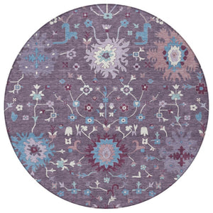 8 Ft Round Washable Outdoor Rug Faux Bois Woven Polyester Patio Porch Accent
